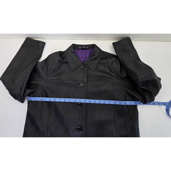 Vintage J.G. Hook Black Leather Jacket Button Up Lined Women's L - Picture 4 of 6